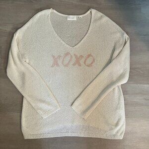 Mia & Tess Womens Pullower XOXO Sweater Sz L Lt Weight New England Fall Nautical